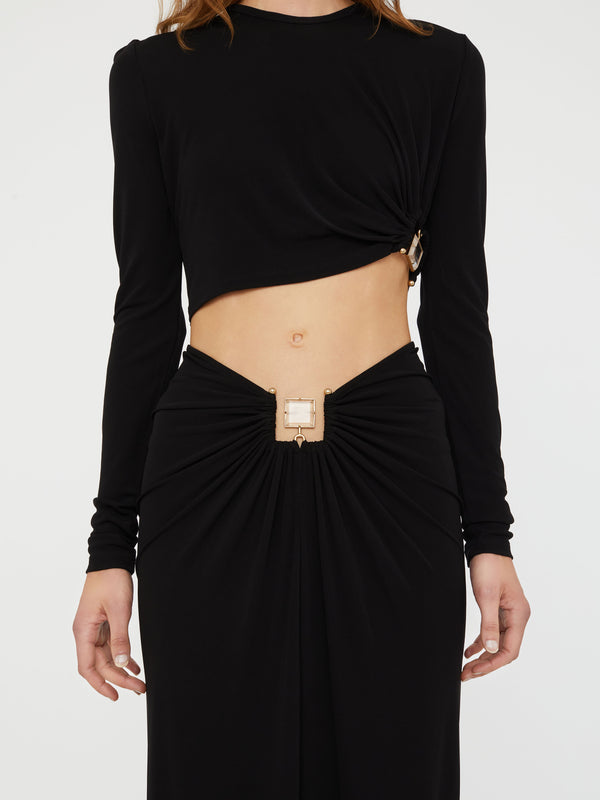 Christopher Esber Bezel Quartz Ruched Skirt Black Bezel Quartz Ruched Skirt Teal