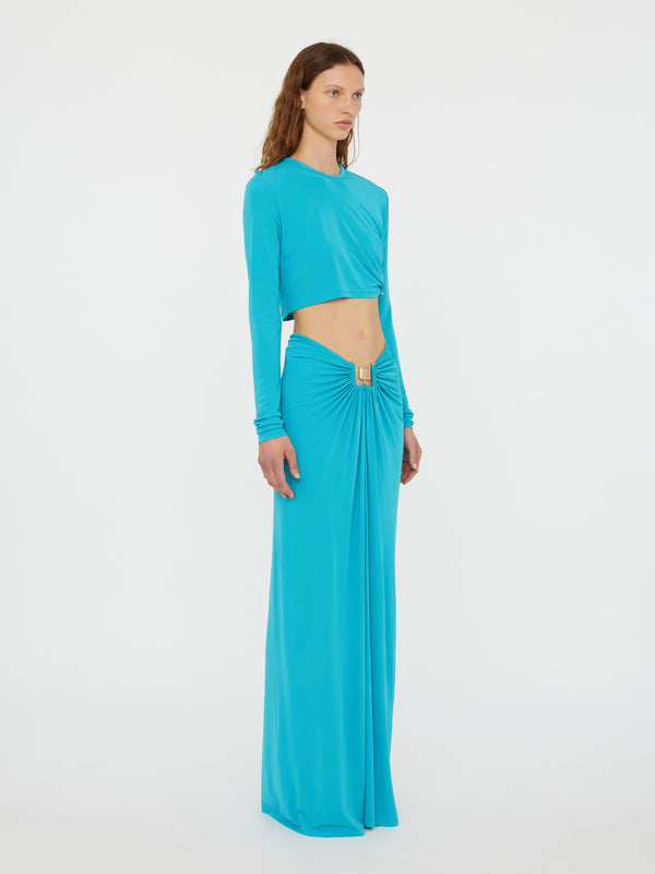 Christopher Esber Bezel Quartz Ruched Skirt Teal Bezel Quartz Ruched Skirt Black