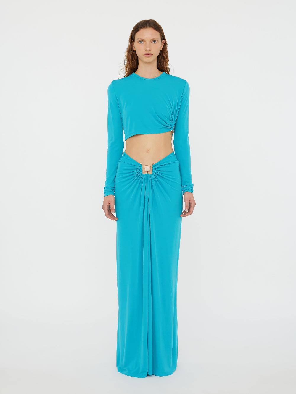 christopher esber Bezel Quartz Ruched Skirt teal Bezel Quartz Ruched Skirt black