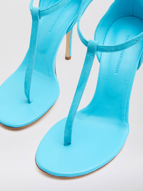 Christopher Esber Billi T Bar Suede Sandal Teal Billi T Bar Suede Sandal Black