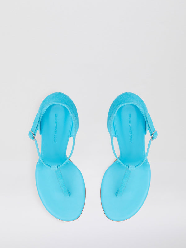 Christopher Esber Billi T Bar Suede Sandal Teal Billi T Bar Suede Sandal Black