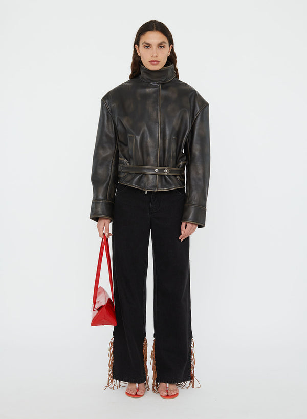 Christopher Esber Burnished Eddie Leather Jacket Black