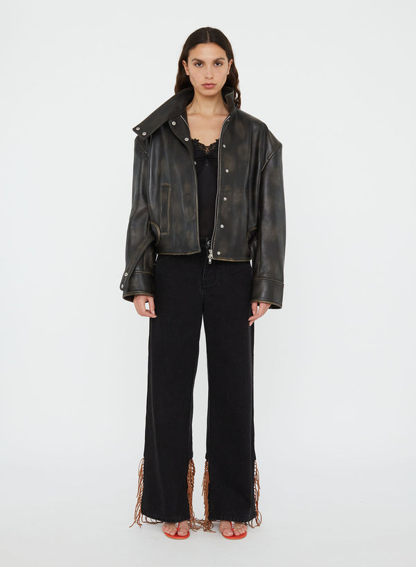 Christopher Esber Burnished Eddie Leather Jacket Black