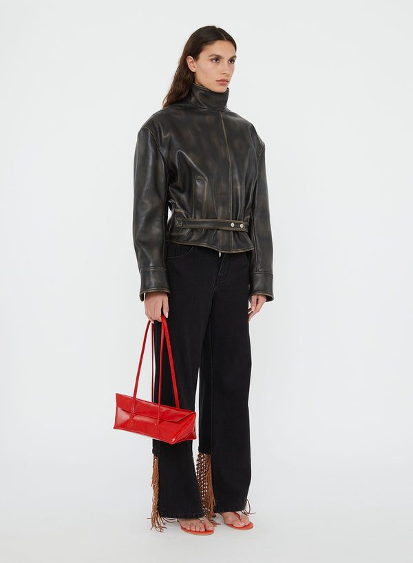 Christopher Esber Burnished Eddie Leather Jacket Black