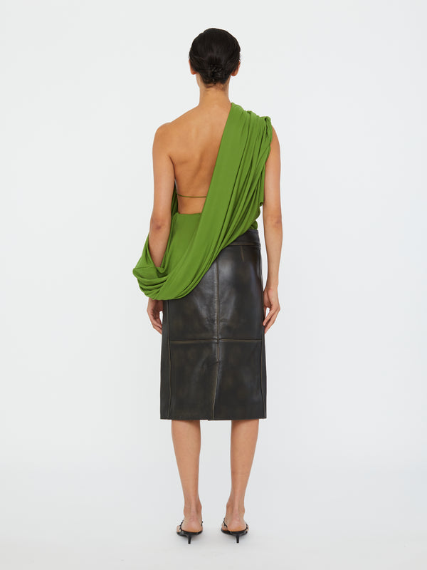 Christopher Esber Burnished Eddie Leather Skirt Black