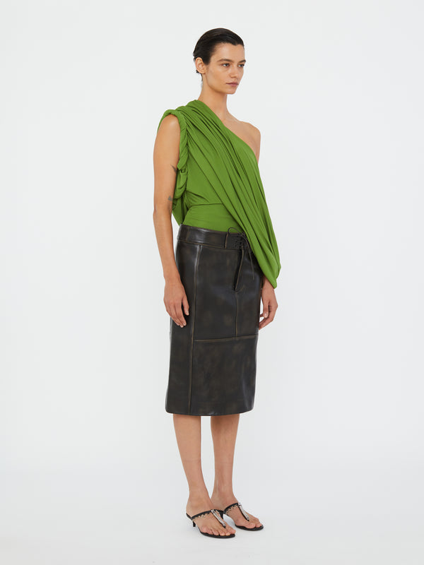 Christopher Esber Burnished Eddie Leather Skirt Black