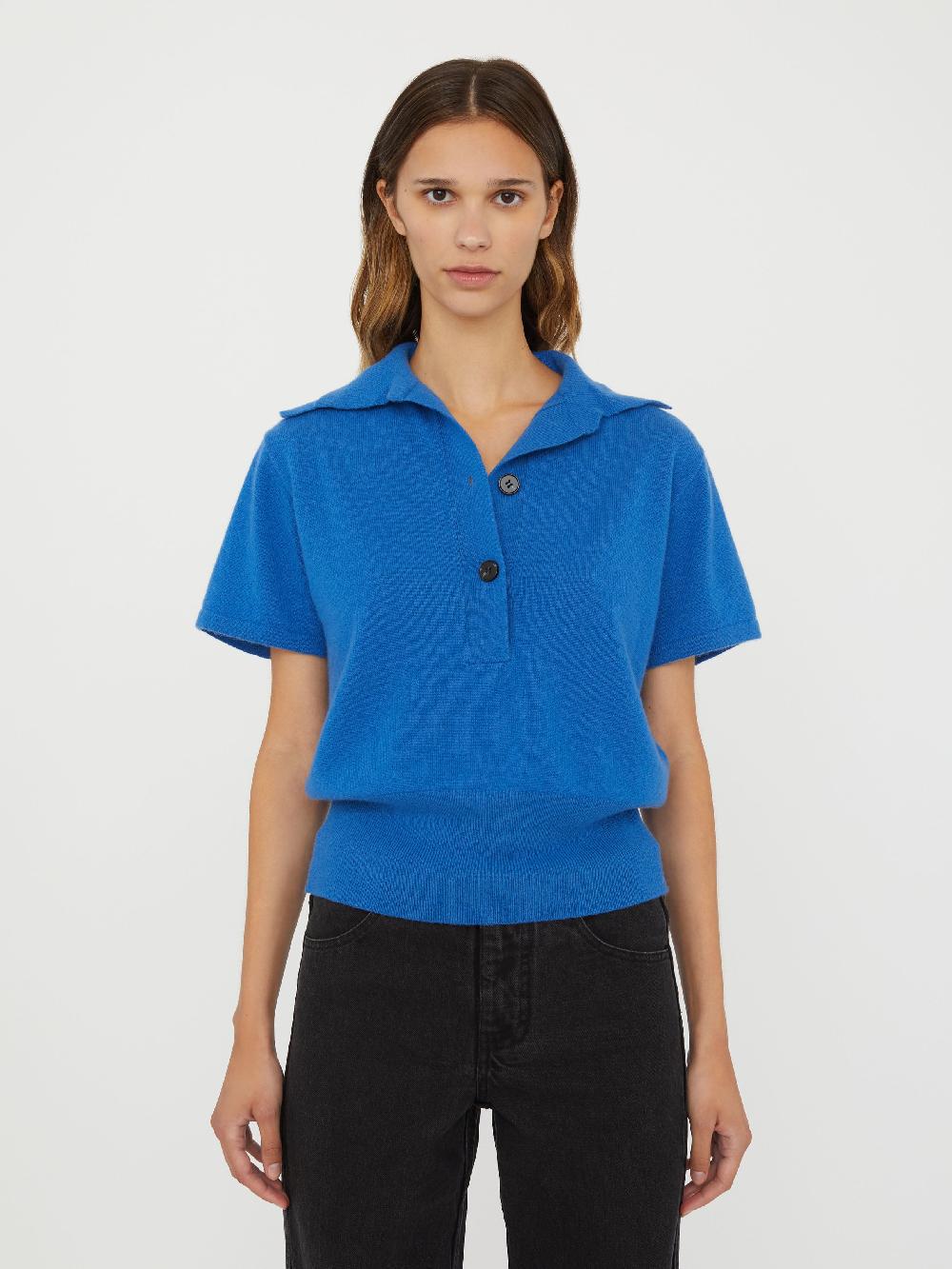 christopher esber Cashmere Knit Polo lapis Cashmere Knit Polo charcoal