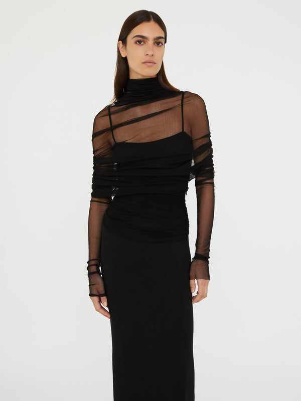 Christopher Esber Christo Sheer Wrap Long Sleeve Dress Black