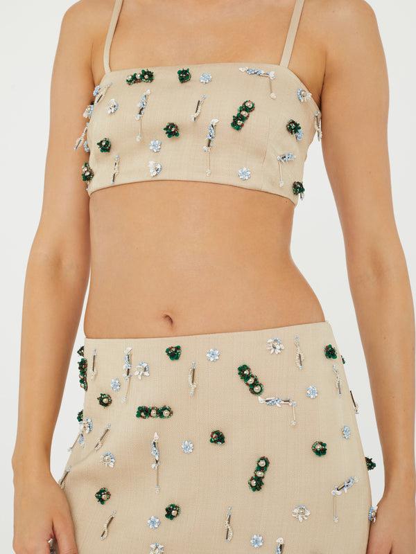 Christopher Esber Embla Beaded Bandeau Ecru Multi