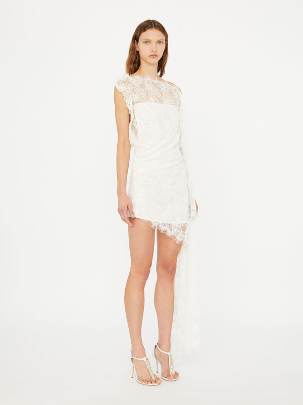 Christopher Esber Floating Lace Mini Dress White