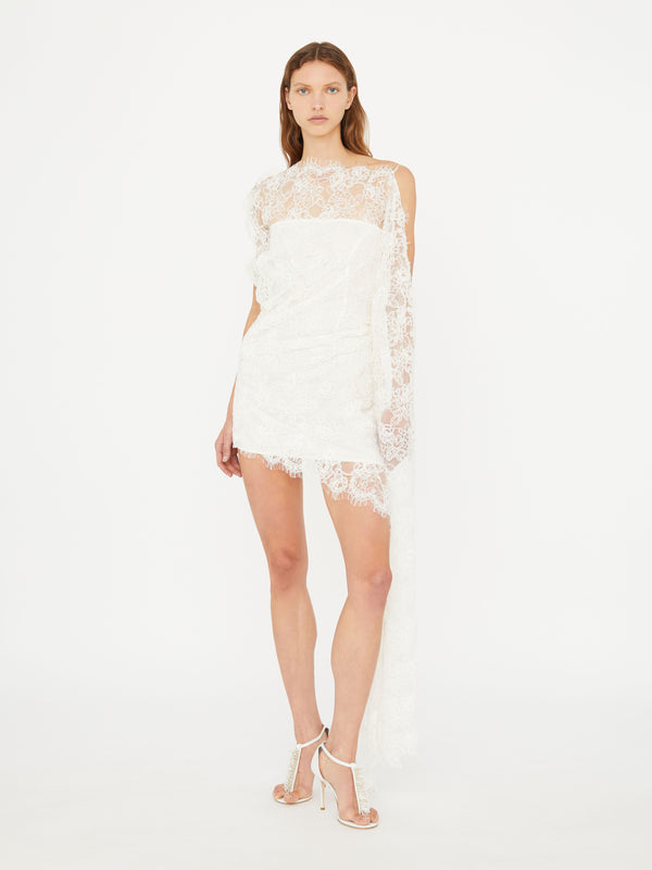 Christopher Esber Floating Lace Mini Dress White