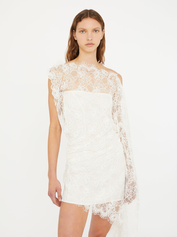 Christopher Esber Floating Lace Mini Dress White