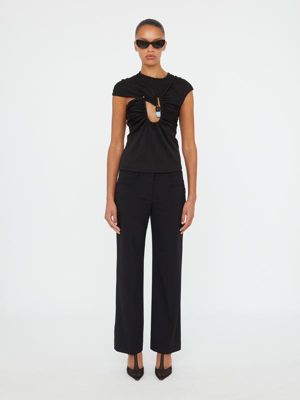 Christopher Esber Helix Crystal Ribbed Tee Black