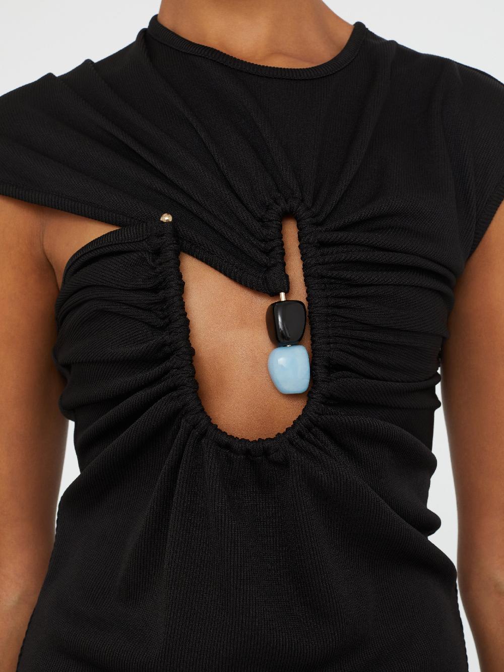 christopher esber Helix Crystal Ribbed Tee black