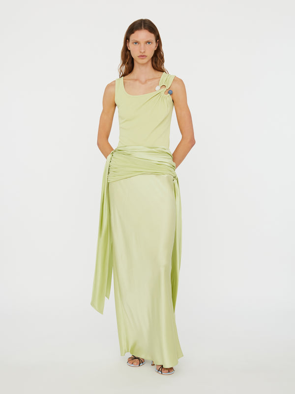 Christopher Esber Knotted Silk Gather Skirt Melon