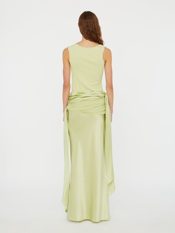 Christopher Esber Knotted Silk Gather Skirt Melon