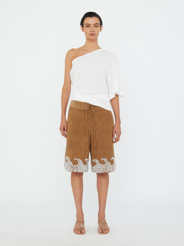 Christopher Esber One Shoulder Draped Tee White