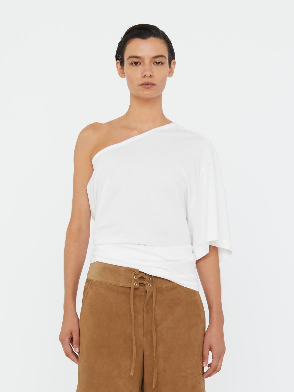 christopher esber One Shoulder Draped Tee white