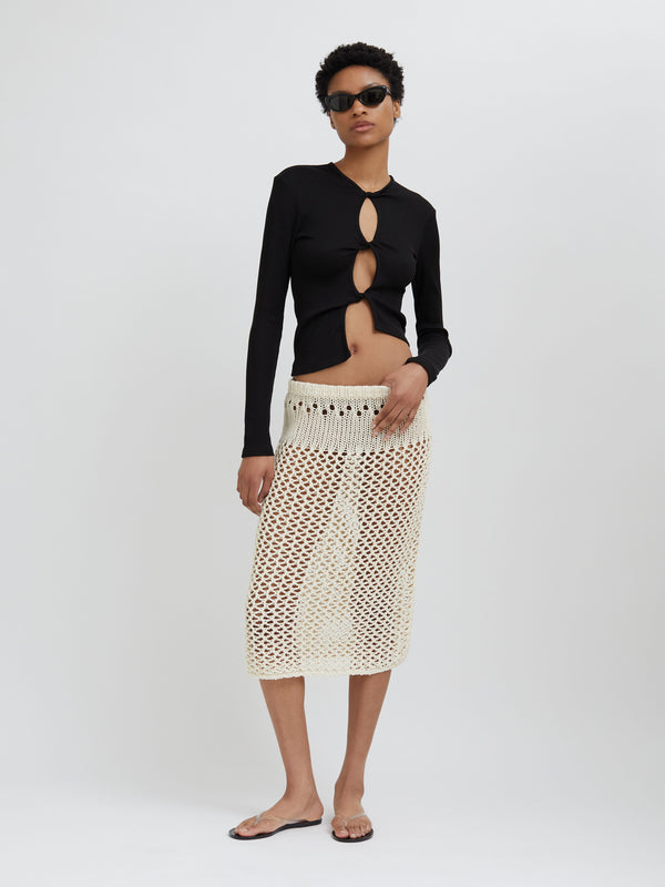 Christopher Esber Pointelle Fractus Skirt Cream