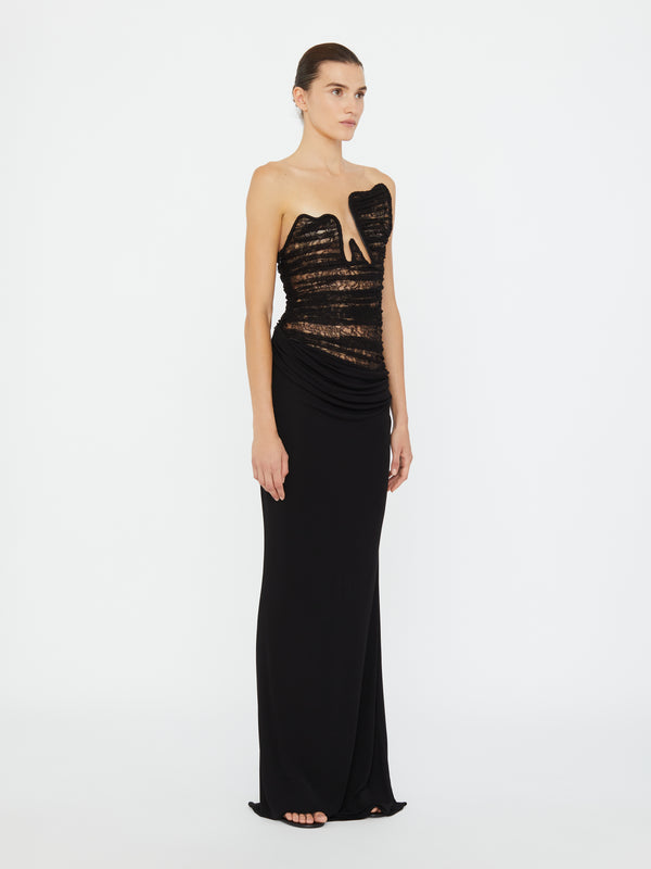 Christopher Esber Salacia Lace Gown Black