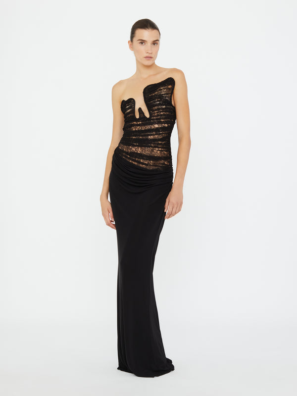 Christopher Esber Salacia Lace Gown Black