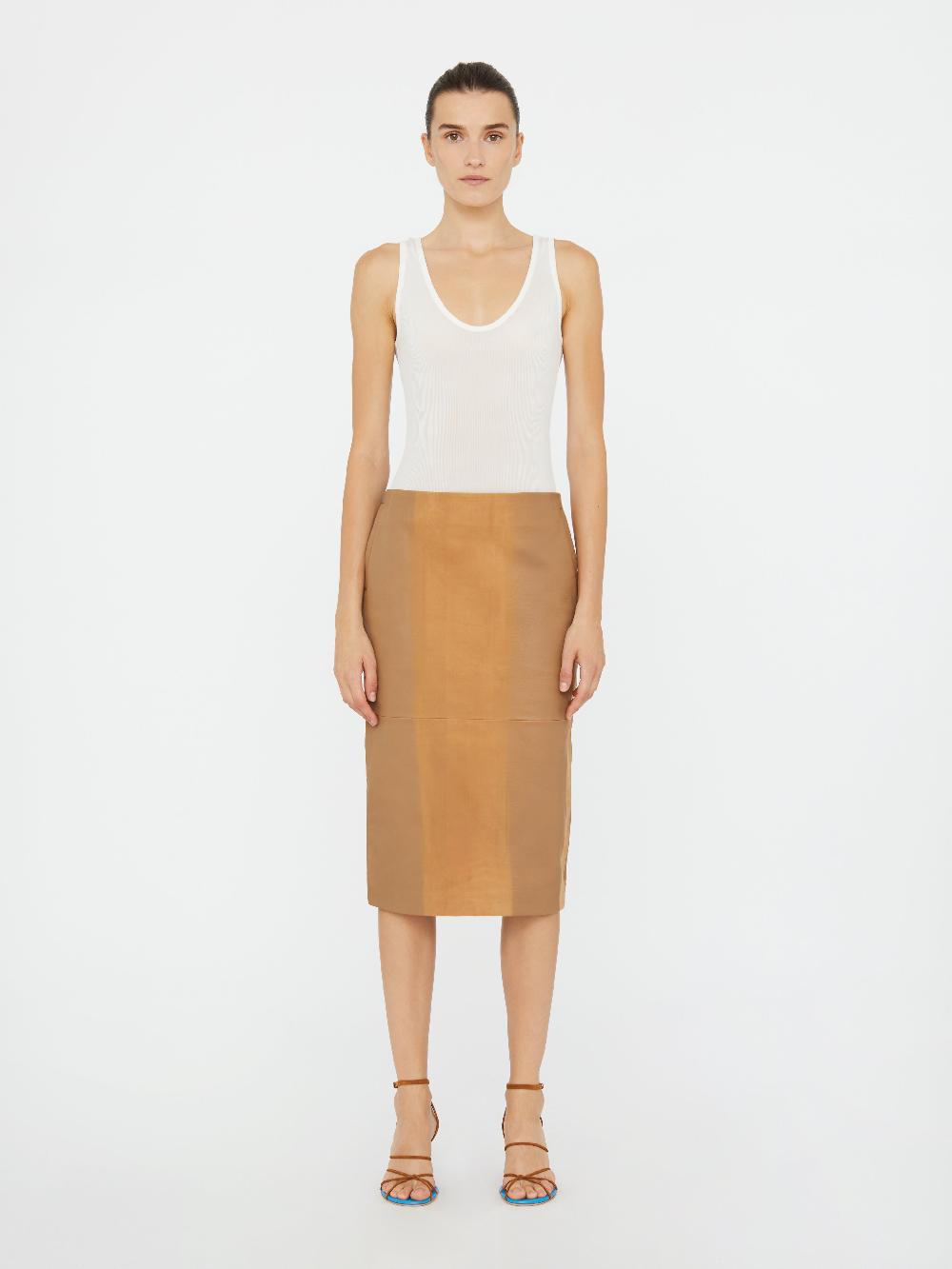 christopher esber Scuffed Leather Midi Skirt maple