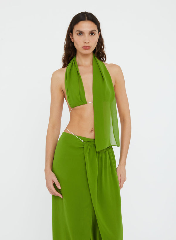 Christopher Esber Silk Chain Sarong Skirt Cactus