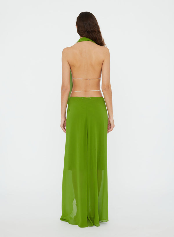 Christopher Esber Silk Chain Sarong Skirt Cactus