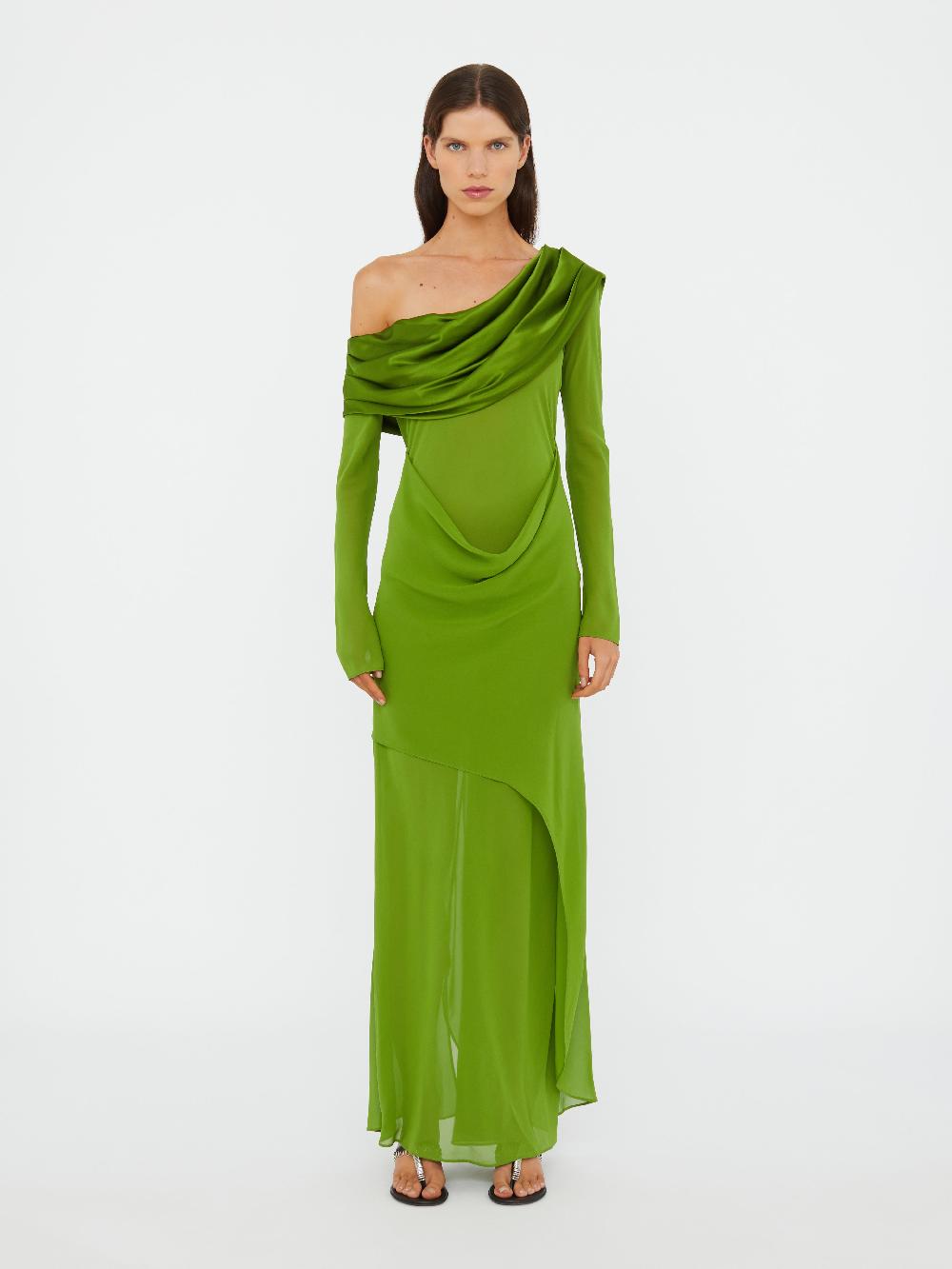 christopher esber Silk Draped Shawl Dress cactus