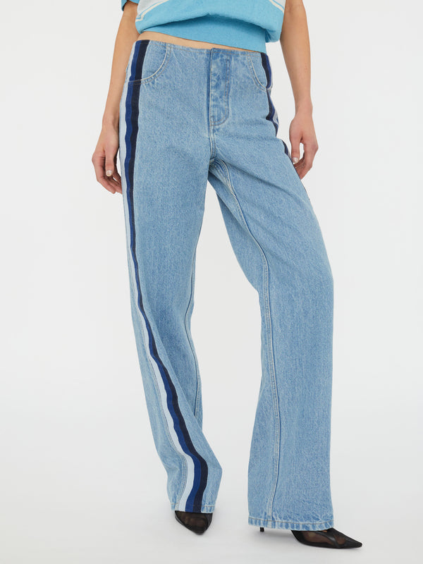 Christopher Esber Streaked Denim Jean Indigo