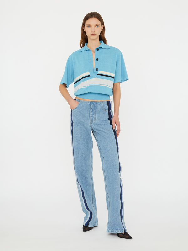 Christopher Esber Streaked Denim Jean Indigo