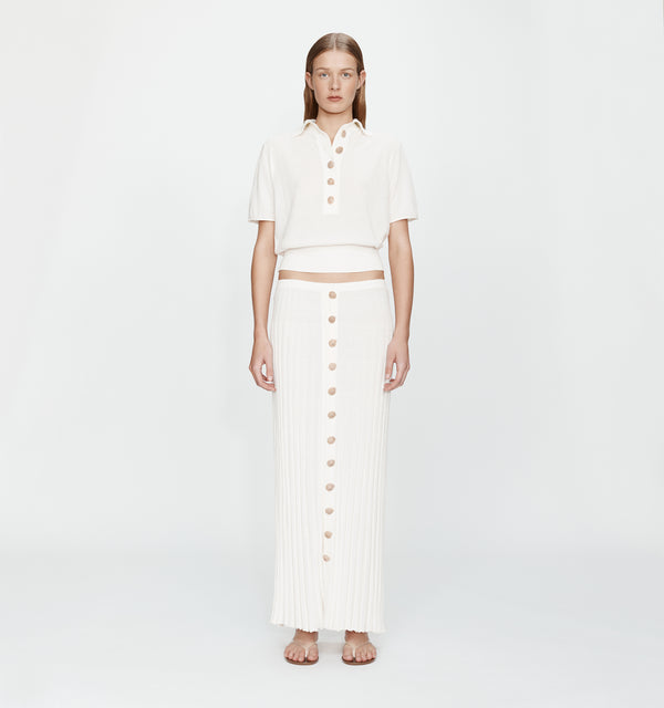 Christopher Esber Sundial Shell Knit Polo White