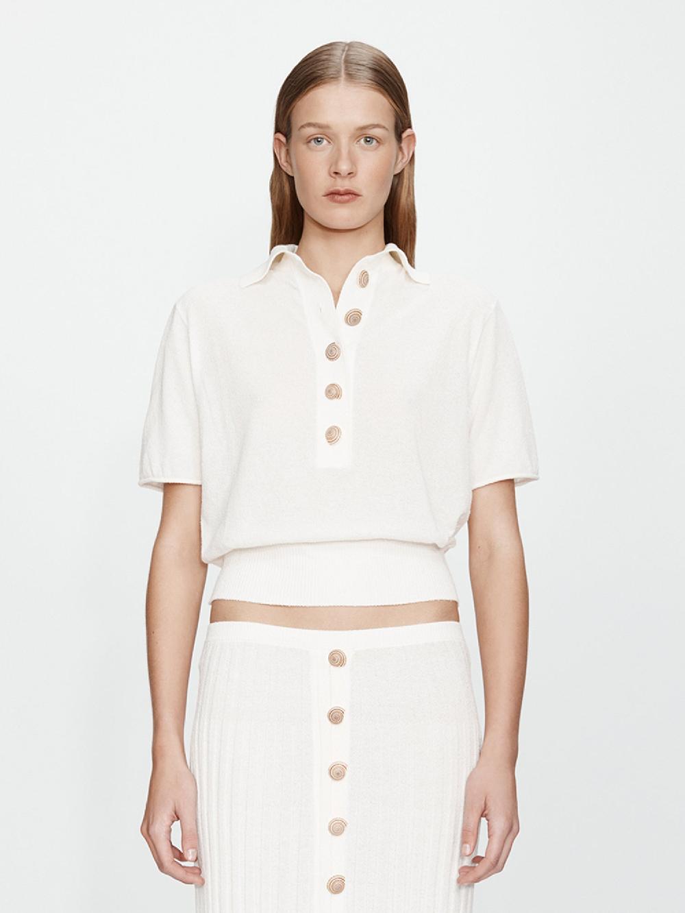 christopher esber Sundial Shell Knit Polo white
