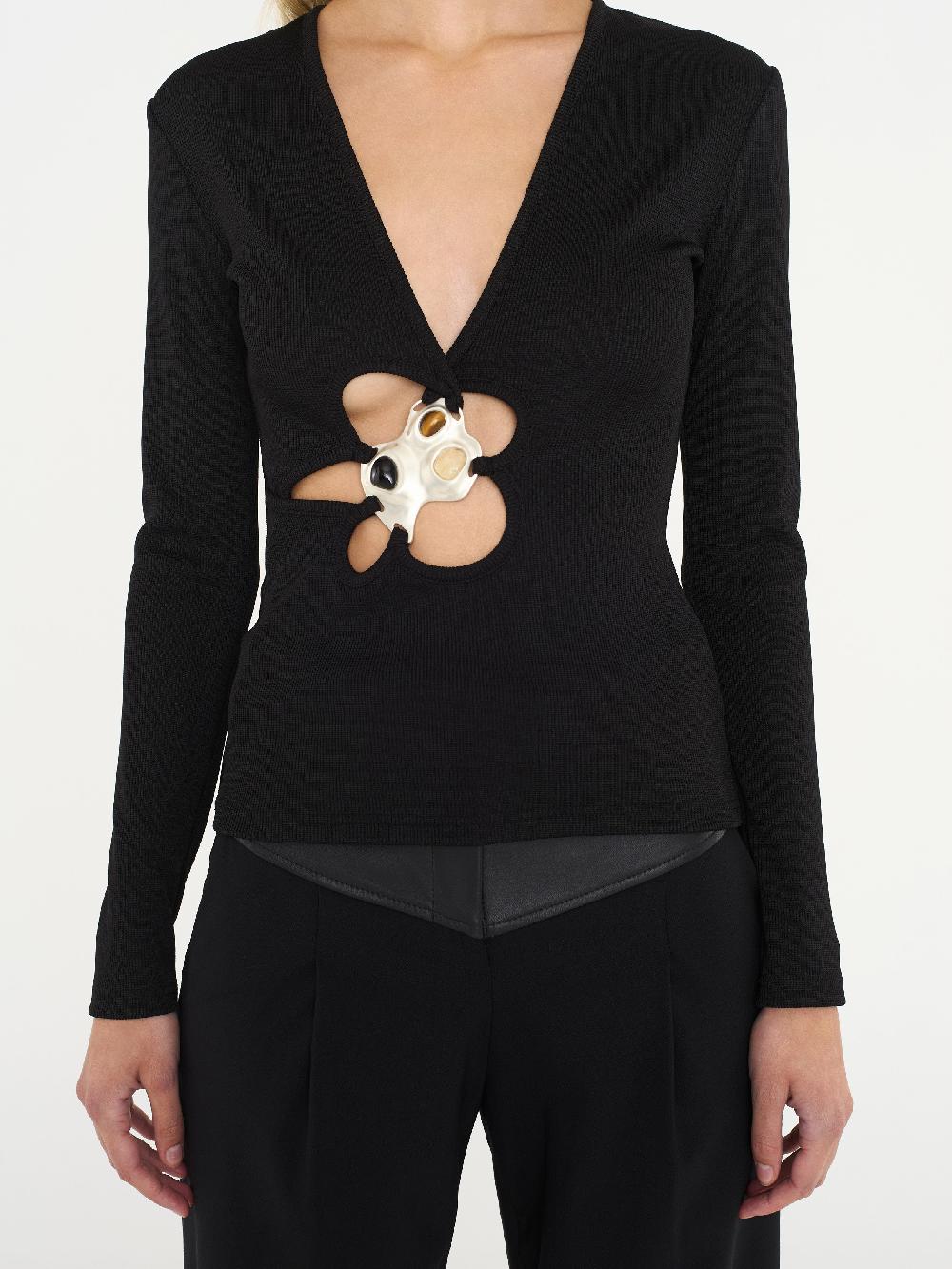 christopher esber Trio Stone Long Sleeve Top black