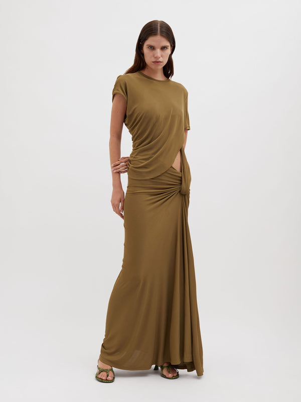 Christopher Esber Twisted Lever Tee Dress Olive