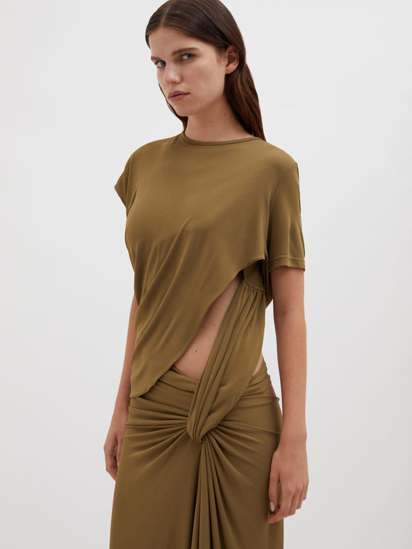 Christopher Esber Twisted Lever Tee Dress Olive