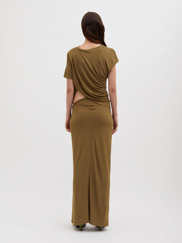 Christopher Esber Twisted Lever Tee Dress Olive