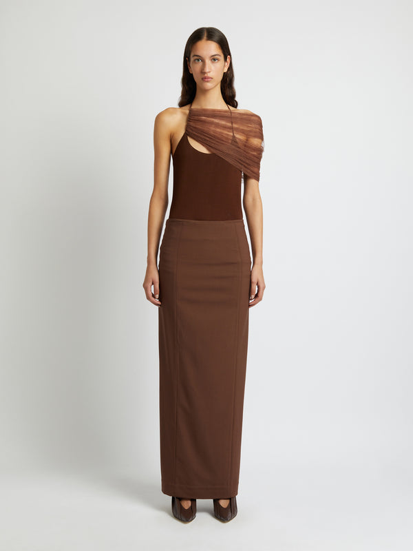 Christopher Esber Vapor Lace Shawl Tank Cacao