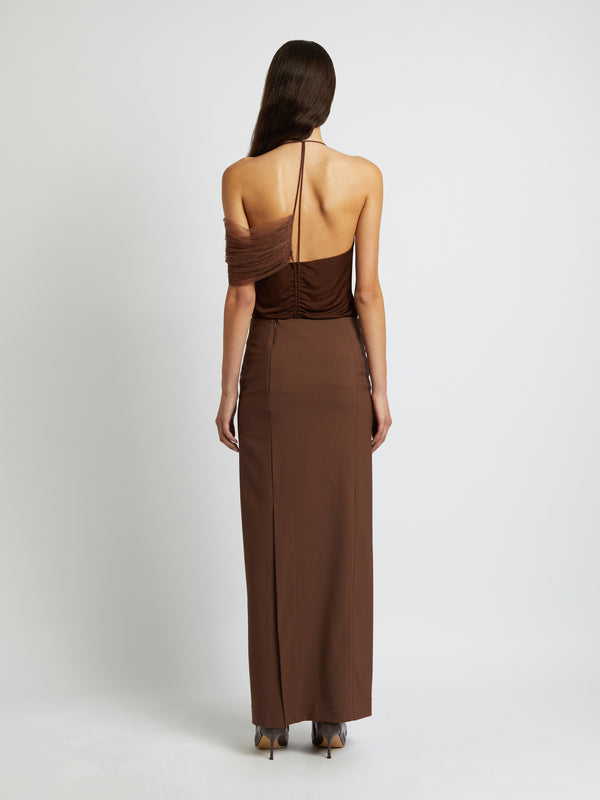 Christopher Esber Vapor Lace Shawl Tank Cacao