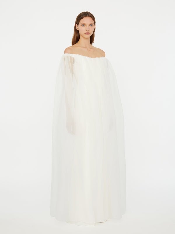 Christopher Esber Vapour Overlay Silk Gown White