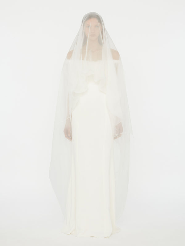 Christopher Esber Vapour Overlay Silk Gown White
