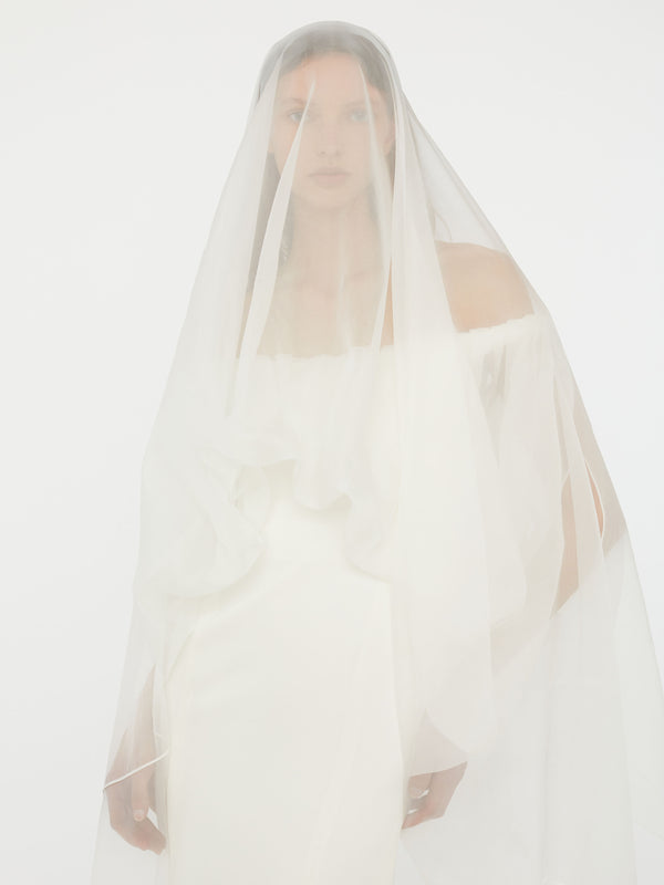 Christopher Esber Vapour Overlay Silk Gown White