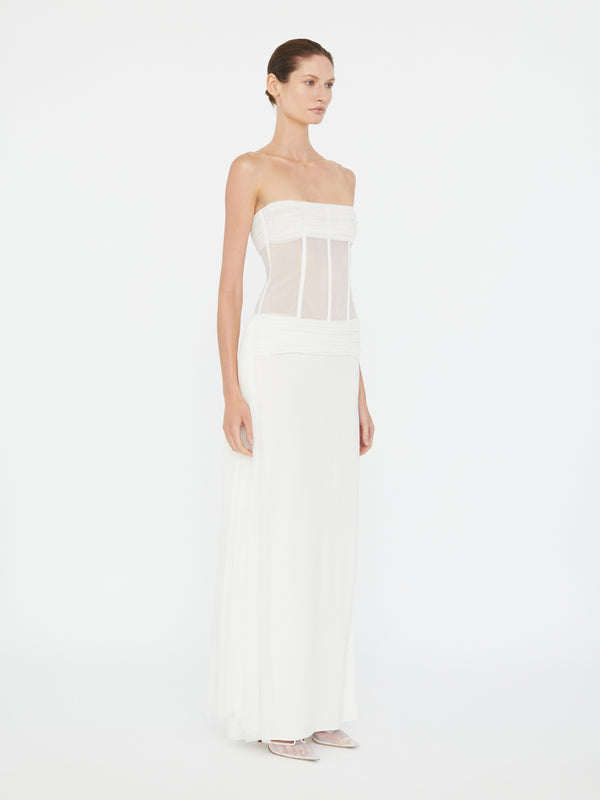 Christopher Esber Veiled Corset Dress White