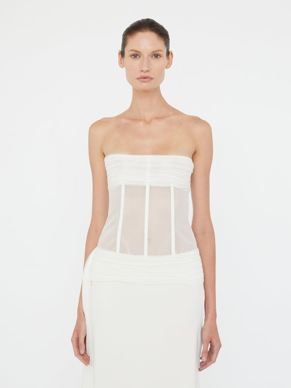 Christopher Esber Veiled Corset Dress White