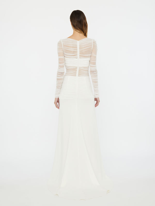 Christopher Esber Veiled Tulle Overlay Gown White