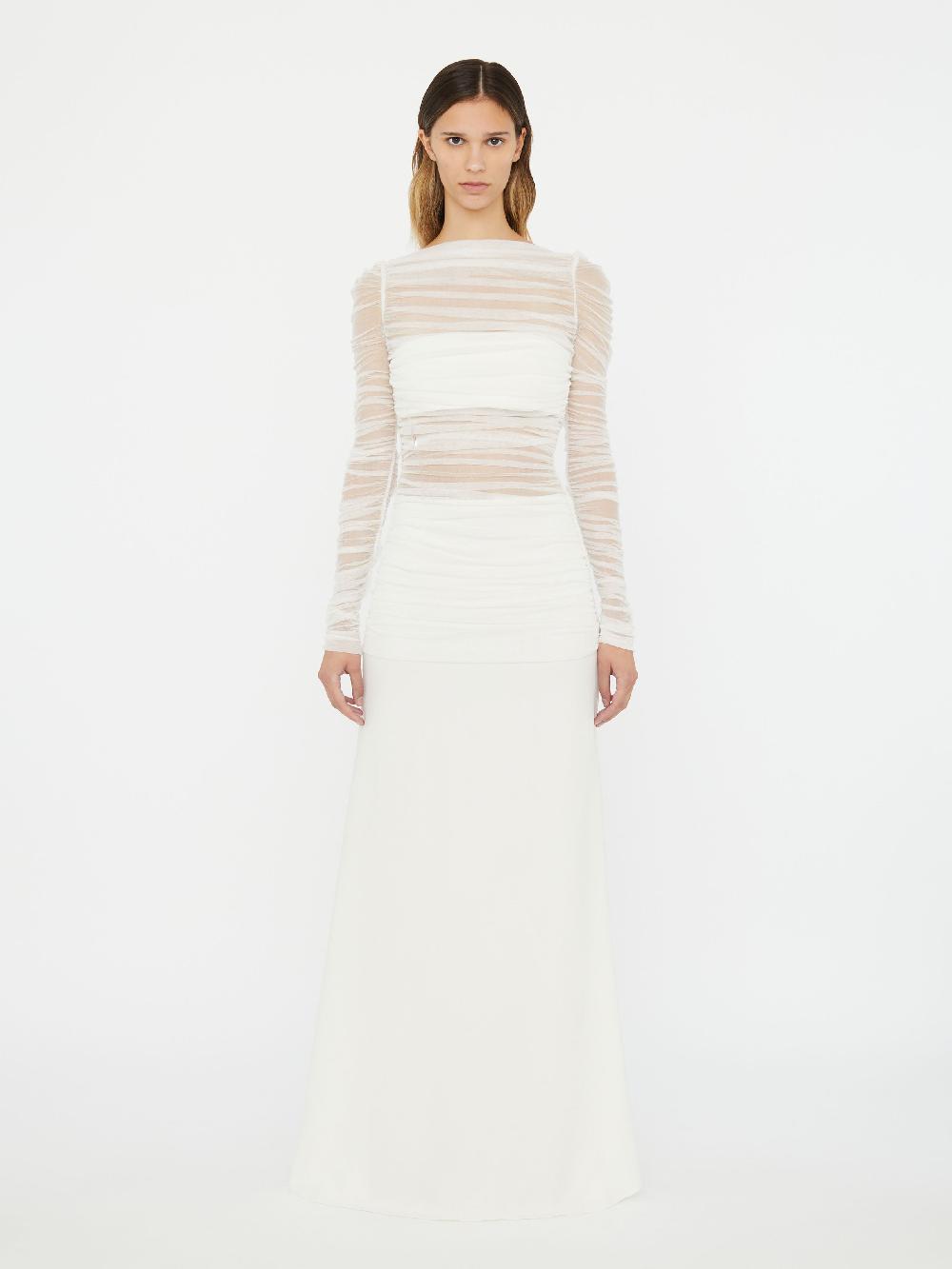 christopher esber Veiled Tulle Overlay Gown white