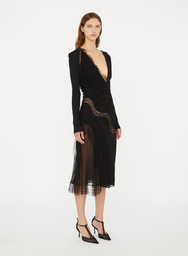 Christopher Esber Vespertine Lace Gown Black
