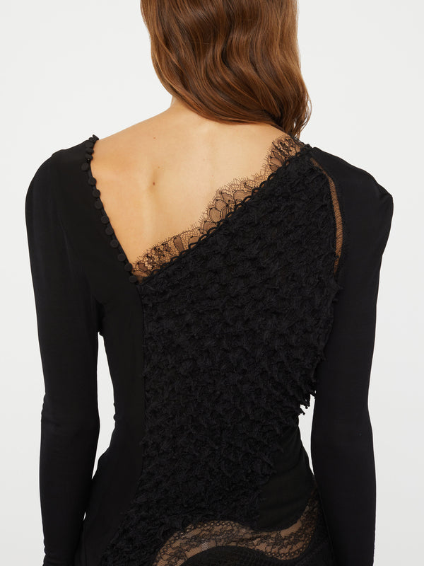 Christopher Esber Vespertine Lace Gown Black