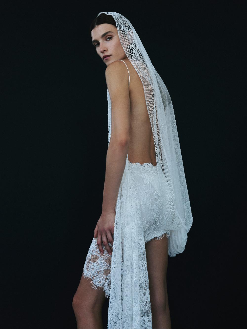 christopher esber Wave Lace Looped Veil white