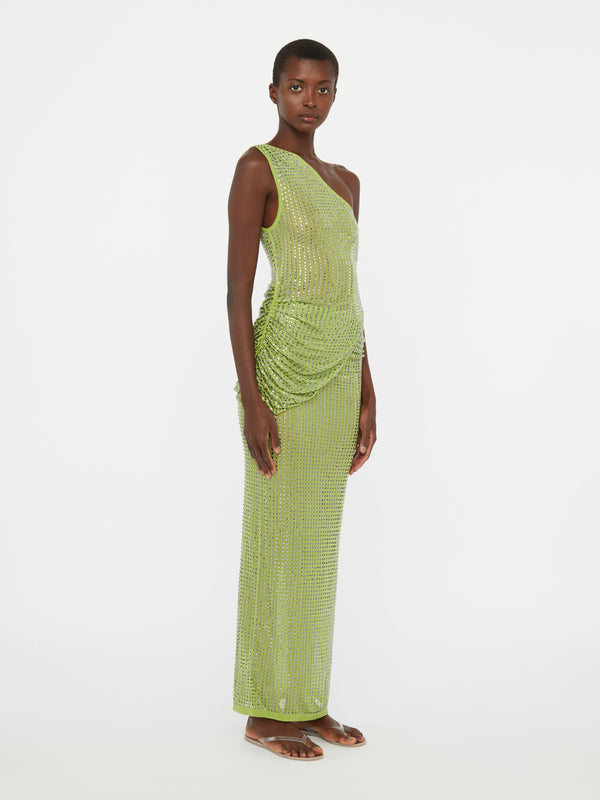 Christopher Esber Cirrus Cutaway Shoulder Dress Fern